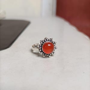 Natural Carnelian Ring, Gemstone Ring, Dainty Ring, 925 Silver Ring, Carnelian Ring, Stone Ring, Bohemian Ring, Statement Ring, Gift For Her