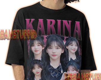 Camiseta gráfica KARINA AESPA K-POP - Merchandising del concierto de Yu Jimin Kpop - Camiseta de la gira bootleg de Aespa My K-Pop Girlband