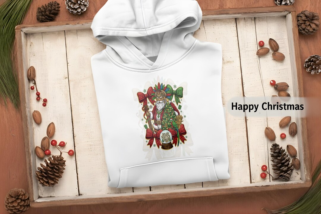 Solar Solstice Cheer Aztec Santa Parrot Bow Christmas Tree Mask Clipart ...