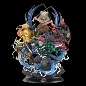 Demon Slayer Diorama | Epic Anime STL Statue | Hashira vs Demon Battle Collectible 3D Print Model | Digital Download STL File