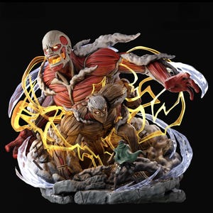 Attack on Titan Diorama | Epic Anime STL Statue | Titan Battle Collectible 3D Print Model | Digital Download STL File