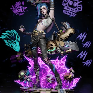 League of Legends Jinx Figure | LOL STL Statue | Anime Girl 3D Print Model | Digital Download Collectible STL File