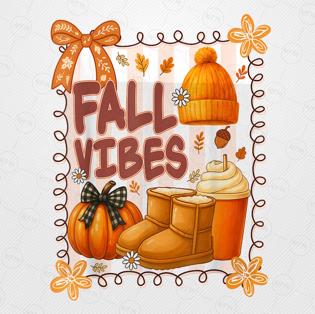 Fall Vibes PNG Sublimation Bundle, Cozy Autumn Aesthetic T-shirt Design ...