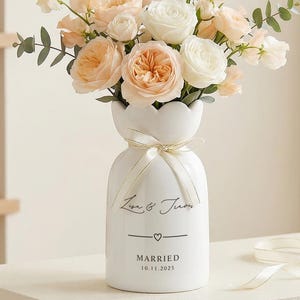 Spersonalizowany wazon ślubny, spersonalizowany prezent dla pary, romantyczna dekoracja kwiatowa na rocznicę ślubu lub do domu nowożeńców