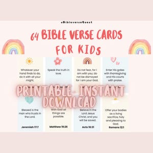 Printable Bible Verse Cards for Kids: Scripture Memory, Sunday School (Digital Download)