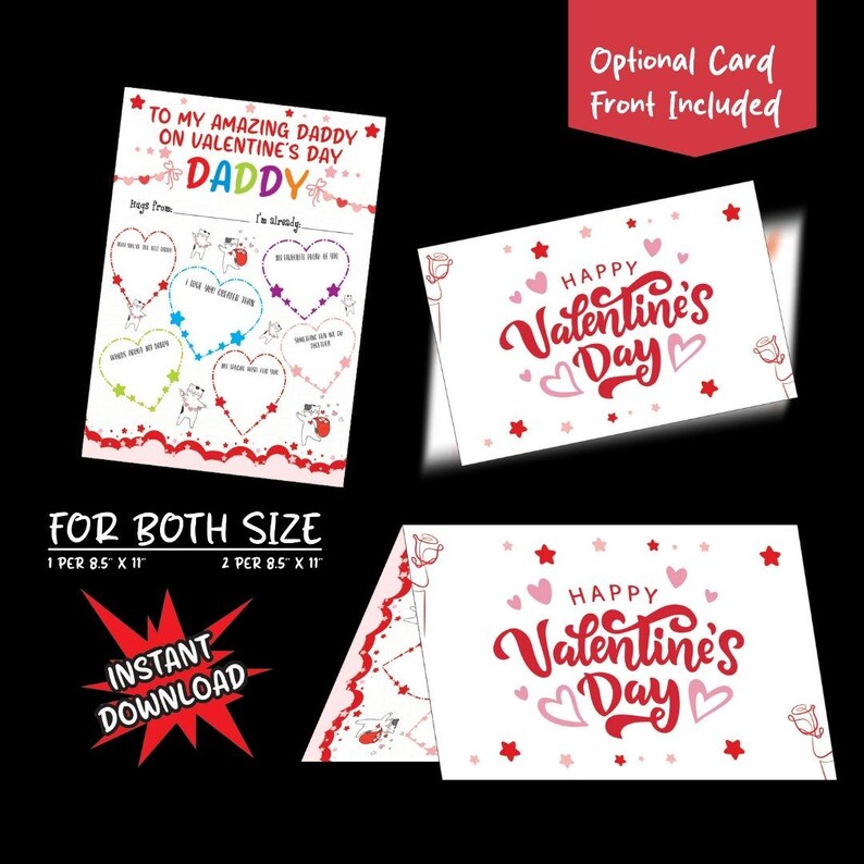 Gift for Dady Valentine Card for Daddy From Kids Printable
