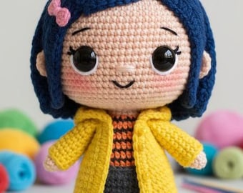 Coraline Crochet Pattern | Amigurumi Doll PDF Pattern | Cute Coraline Inspired Crochet Doll Tutorial | Coraline Amigurumi | Coraline Doll