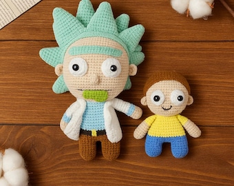 Patrón de crochet de Rick y Morty / Patrón de muñeco amigurumi / Tutorial de crochet digital en PDF / Peluche de Rick y Morty DIY / Patrón de crochet de Rick
