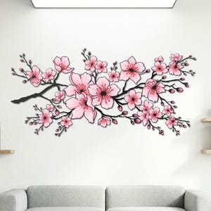 Custom Metal Cherry Blossom Wall Art: Nature Home Decor image 1