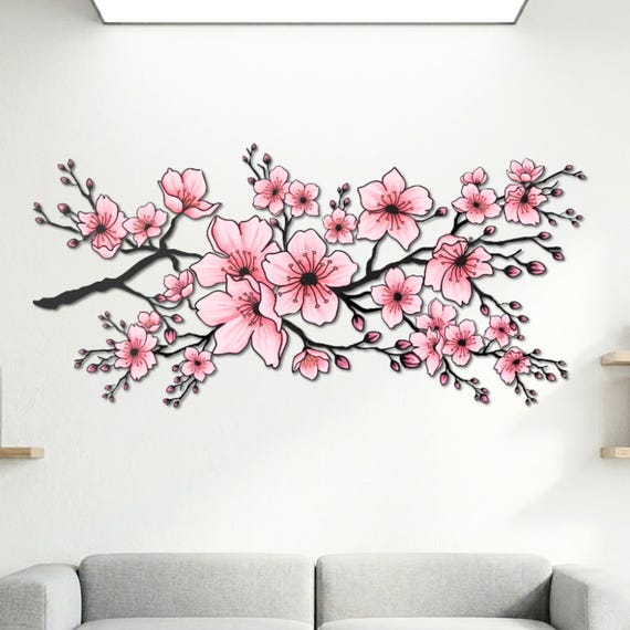Custom Metal Cherry Blossom Wall Art: Nature Home Decor