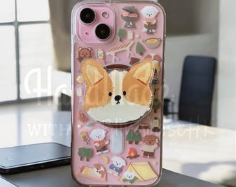 MagSafe Dog Resin Epoxy Clear Bumper | Magnetic Holder Stand | iPhone & Samsung Protective Case