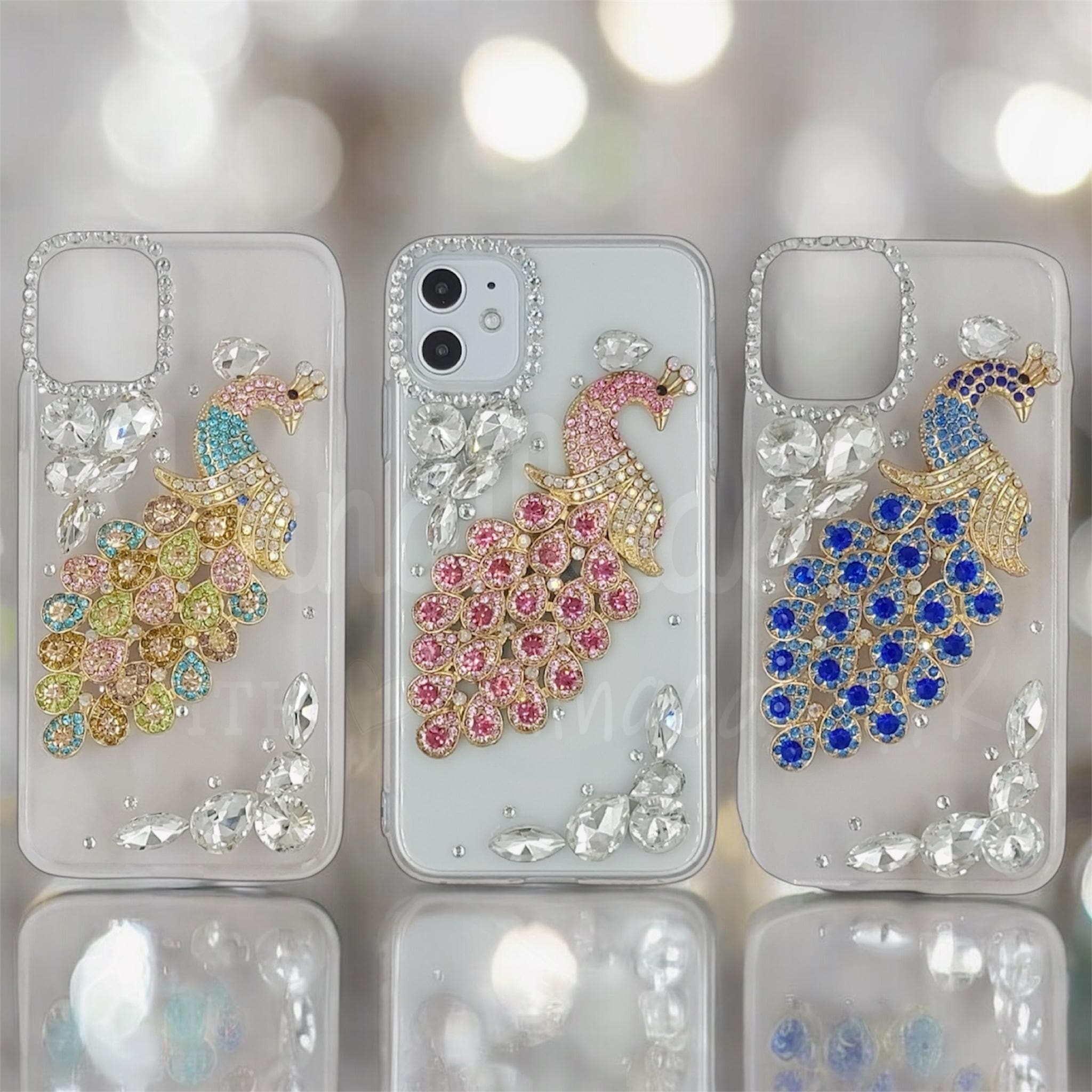 HFICY PU Leather Bling Bow Card Wallet Phone Case For Apple/Samsung – Glitter Rhinestone