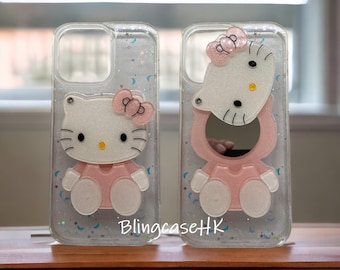 Mirror Cartoon | Resin Epoxy Glitter Clear Cover | iPhone & Samsung Case