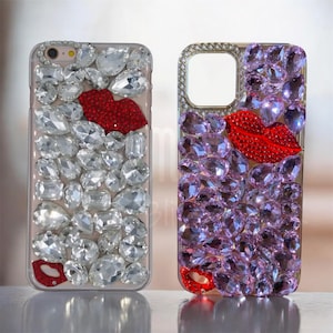 Sparkle Gemstone Rhinestone Red Lips | iPhone & Samsung Case