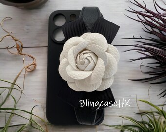 Leather Flower Wristband | Grip Holder Stand | iPhone & Samsung Case