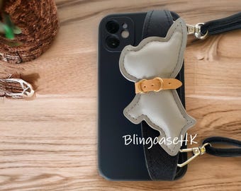 Leather Dog Wristband Grip | Crossbody Strap | iPhone & Samsung Case