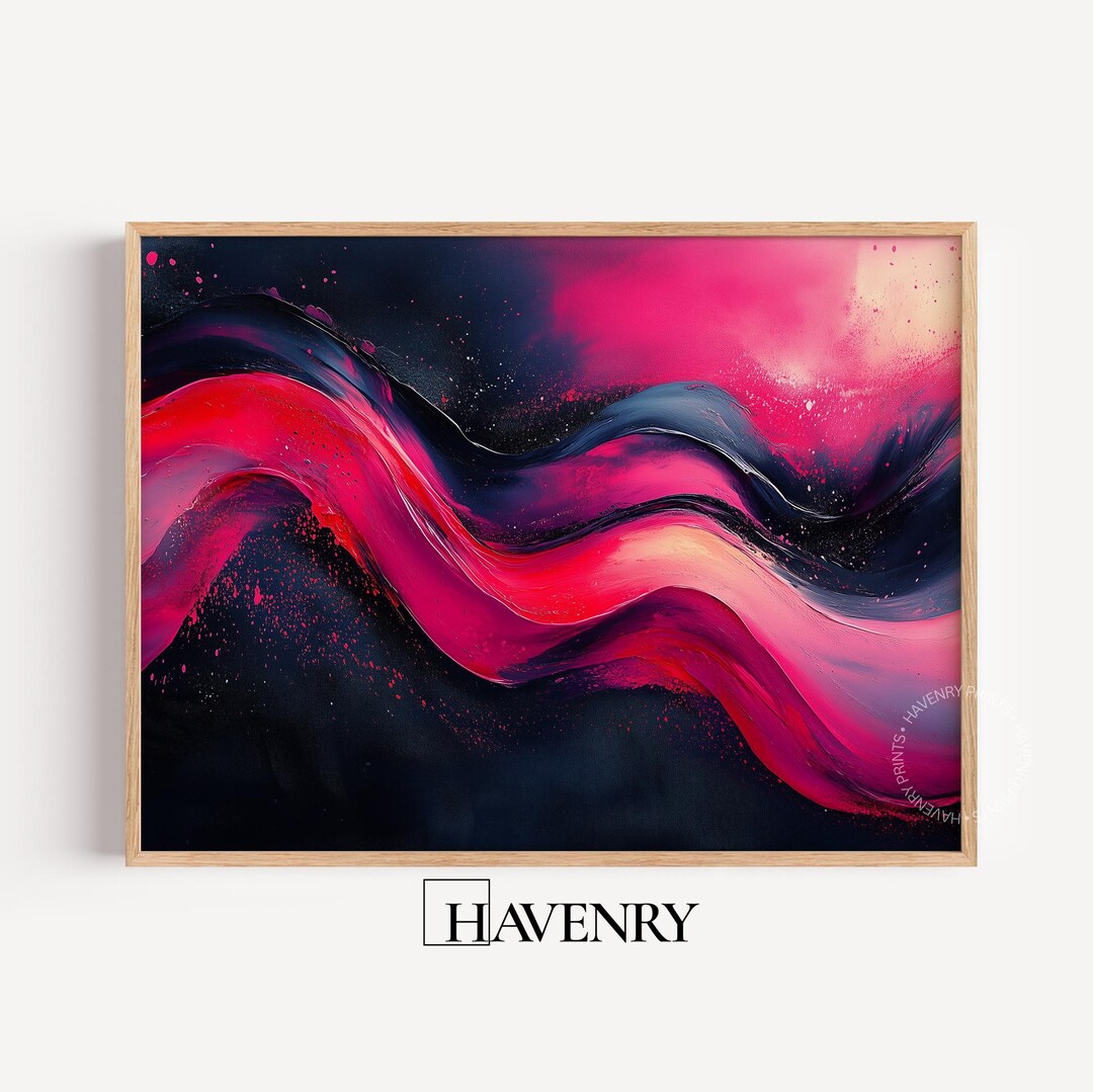 Expressionist Ink Abstract Wall Art - Bold Tattoo Style Waves ...