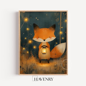 Whimsical Fox Lantern Print: Cozy Nursery Art (Instant Download) 144