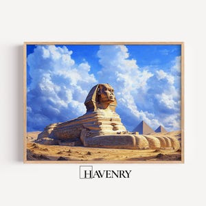 Great Sphinx of Giza Oil Painting - Printable Ancient Egypt Wall Art, Historical Landscape Decor, Digital Pyramid Scene, Desert Art 89