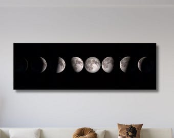 Phases of the Moon Canvas Wall Art: Modern Nature Print