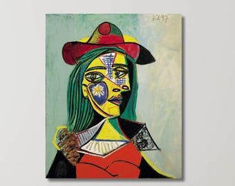 ピカソ「帽子をかぶった女性」キャンバスウォールアートプリント