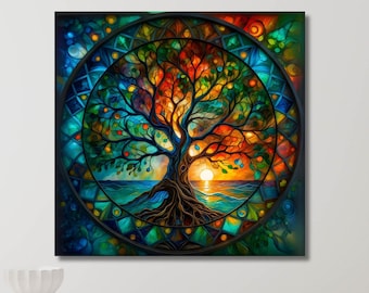 Yggdrasil Tree of Life Wall Art Canvas Print: Gift Home Decor