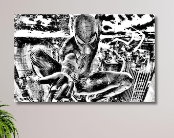 Spiderman Canvas Print: Black & White Game Room Decor