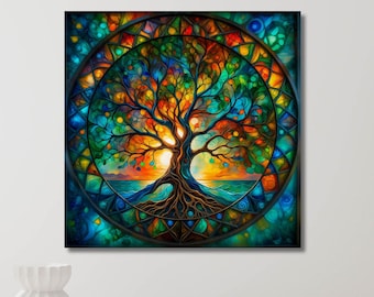 Yggdrasil Tree of Life Wall Art Canvas Print: Gift Home Decor
