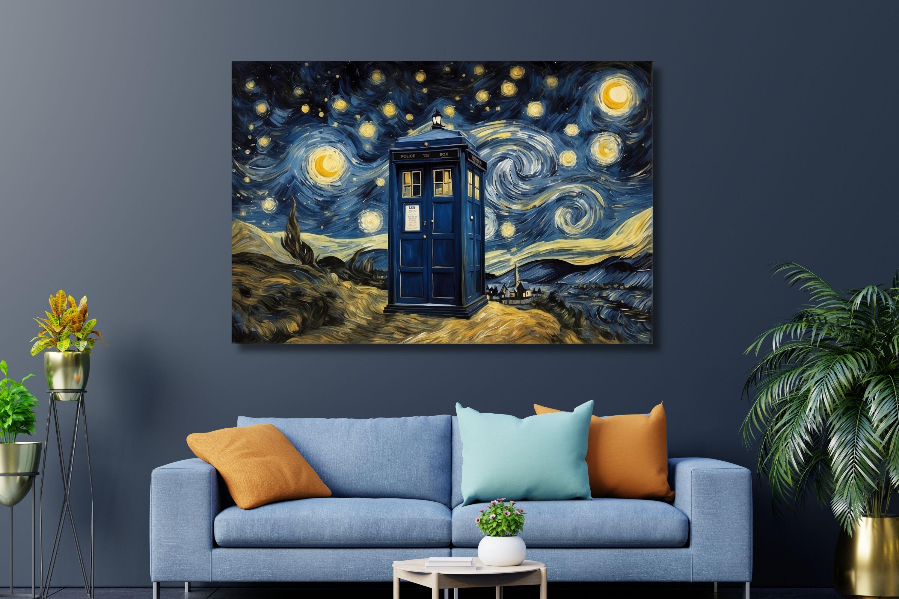 Doctor Who TARDIS Starry Night Poster Canvas Print - Van Gogh Inspired ...