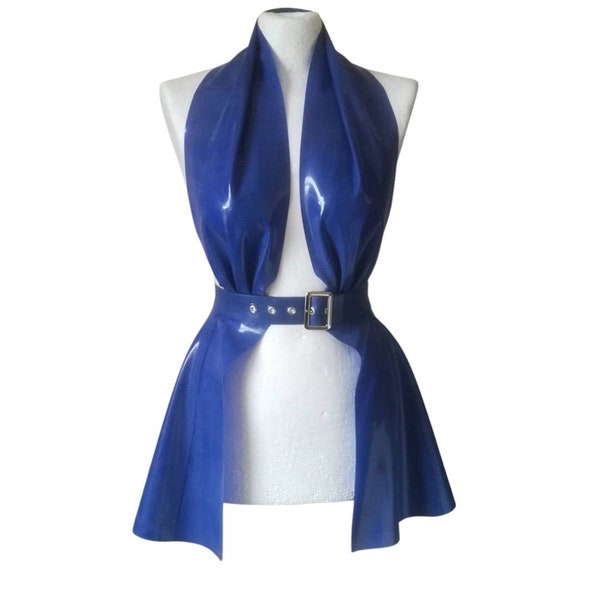 Latex Halter Neck Peplum Belt Dress