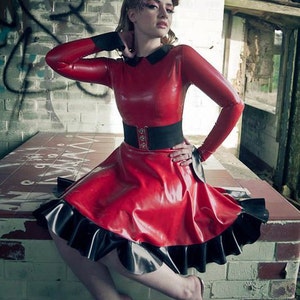 Long Sleeve Latex Swing Dress image 2