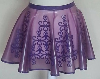 Laser Cut Textured Latex Skater Skirt