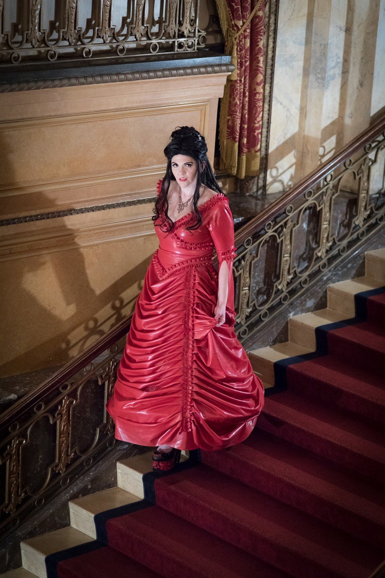 latex ball gown