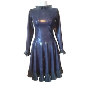 Long Sleeve Latex Swing Dress image 3