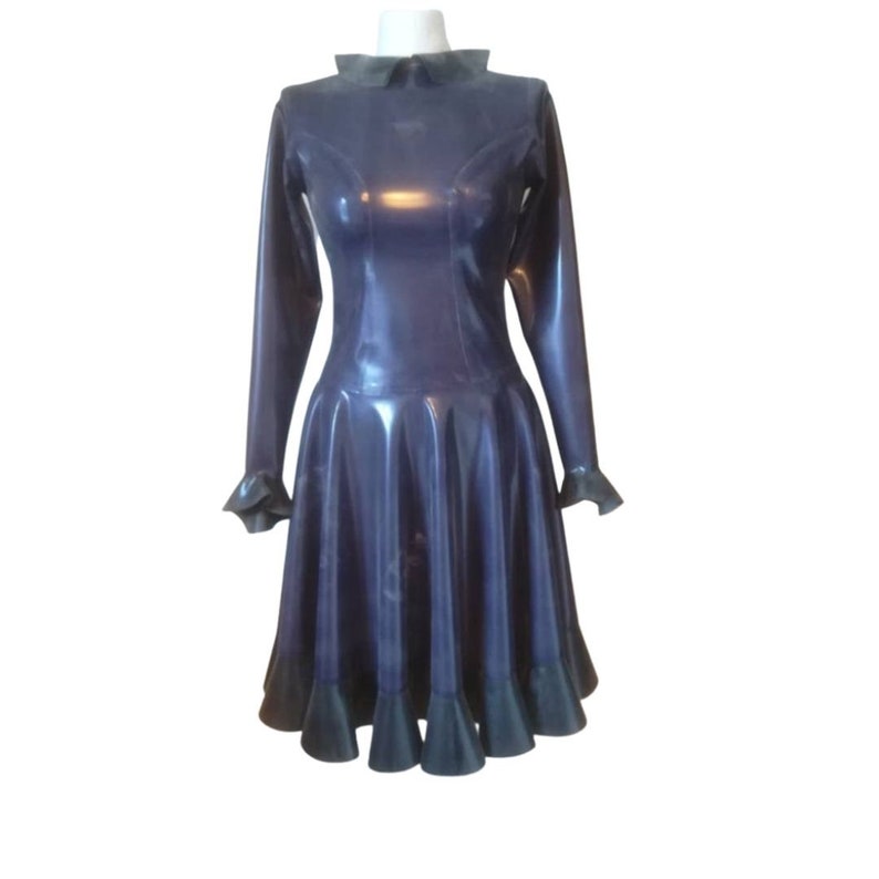 Long Sleeve Latex Swing Dress image 3