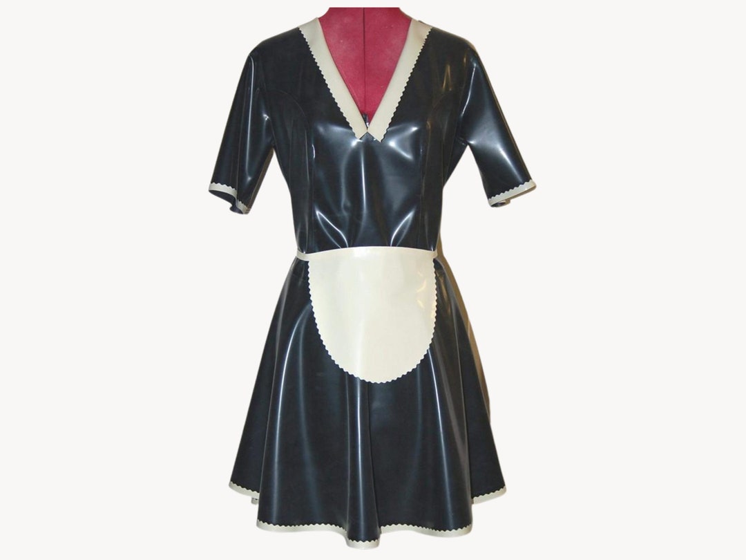 V Neck Latex Maid Dress With Apron - Etsy