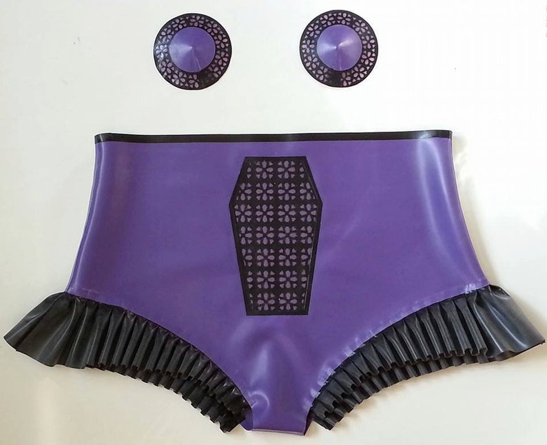 High Waist Latex Panties With Lace Pattern Etsy UK