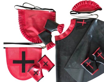 Latex Kostüm Bundle Pack, Latex Krankenschwester, Magd und Nonne Zubehör