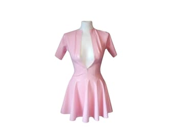 Latex Zip Front Swing Dress