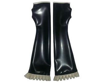 Long Frill Trim Latex Gauntlets