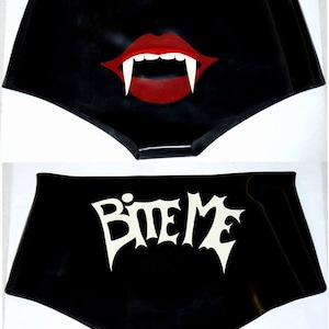 Latex Knickers with Vampire teeth, Latex Lingerie