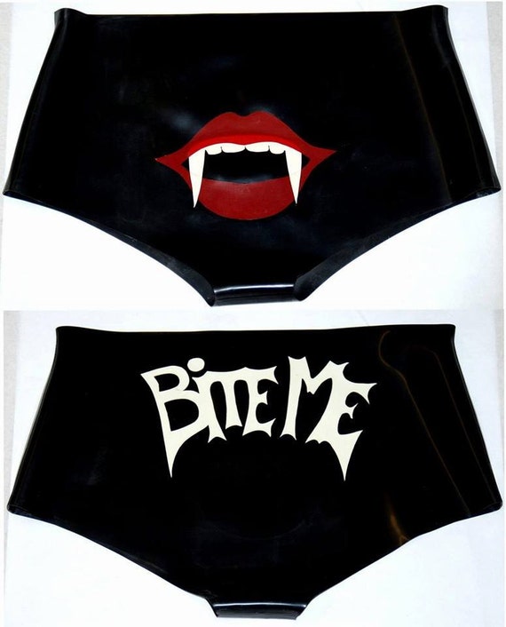 Latex Knickers with Vampire teeth, Latex Lingerie