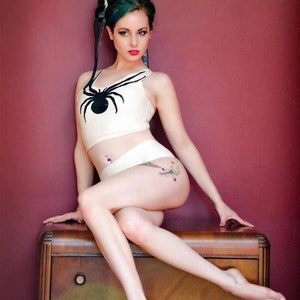 Latex Spider Crop Top and Pants