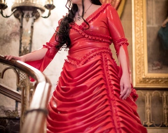 Latex Wedding Gown,  Dress with Crinoline,  Victorian Style Wedding Dress, Alternative Wedding