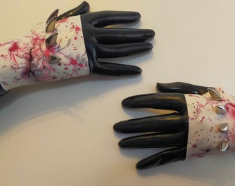 Latex Claw Stud Gloves, Short Rubber Gloves, Fingerless Gloves