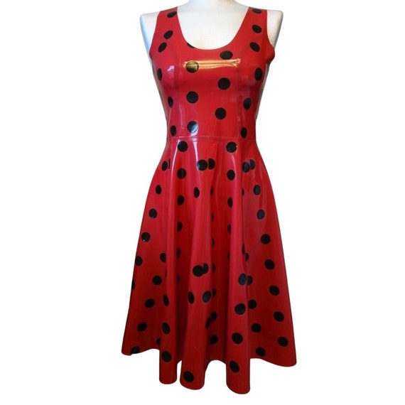 Latex Dress Polka Dot Swing Dress Long 