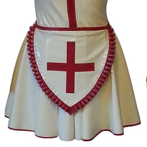 Frilled Latex Nurse Apron: Medical Cross Accessory