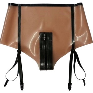 Latex Suspender Zip Crotch Knickers