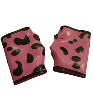 Latex Leopard Print Gauntlets