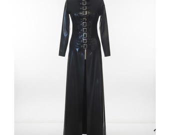 Long Latex Dominatrix Coat, Rubber Trench Coat
